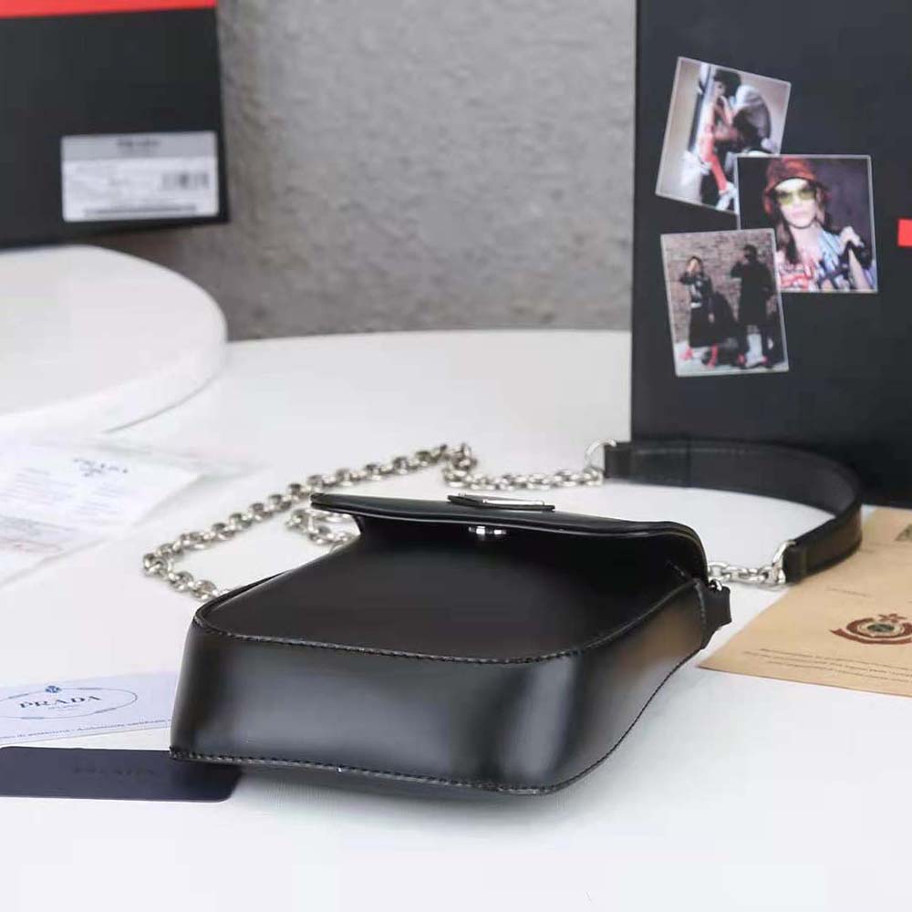 Prada Women Brushed Leather Mini-bag-Black - image 6