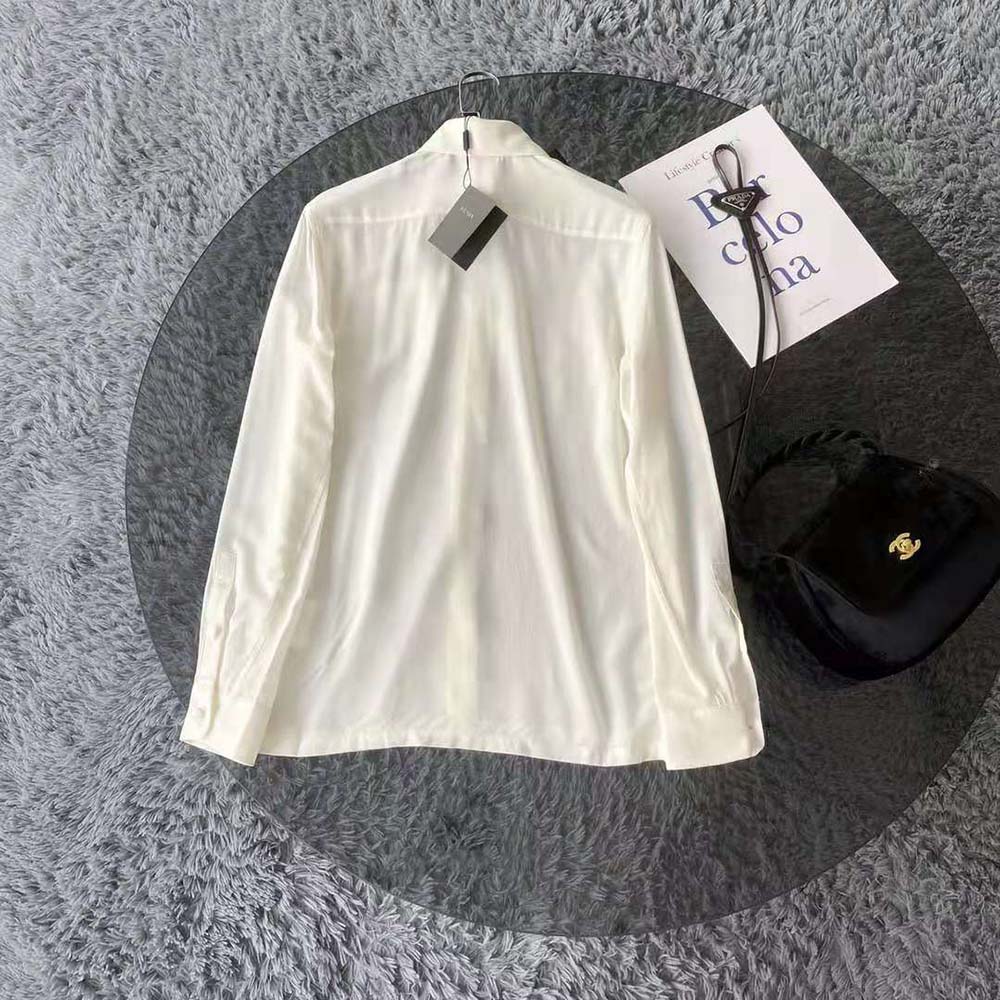 Prada Women Crepe DE Chine Shirt-White - image 5