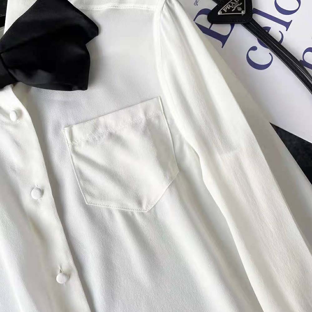Prada Women Crepe DE Chine Shirt-White - image 6