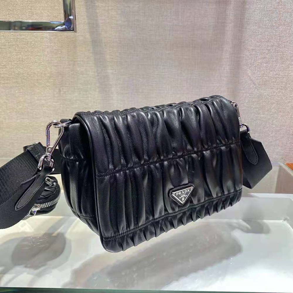 Prada Women Gaufre Nappa Leather Shoulder Bag-Black - image 5
