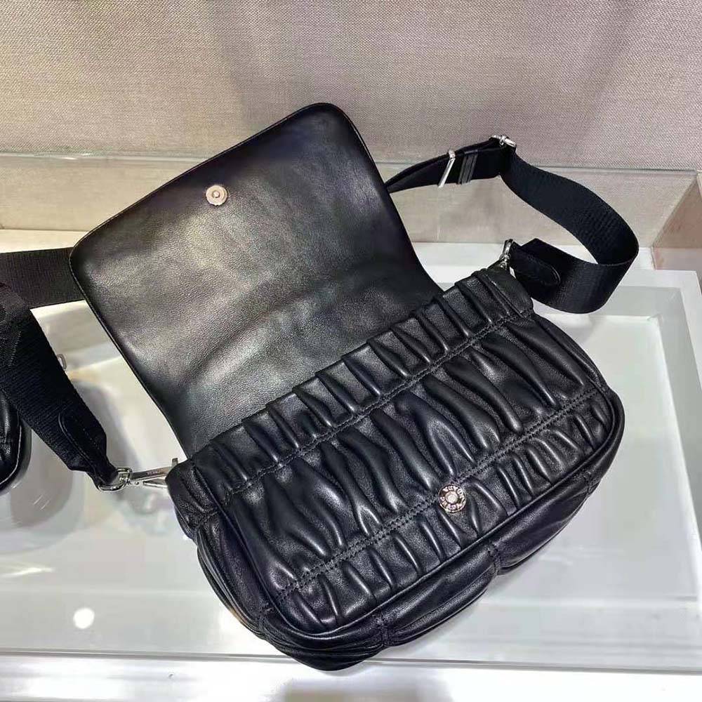 Prada Women Gaufre Nappa Leather Shoulder Bag-Black - image 6