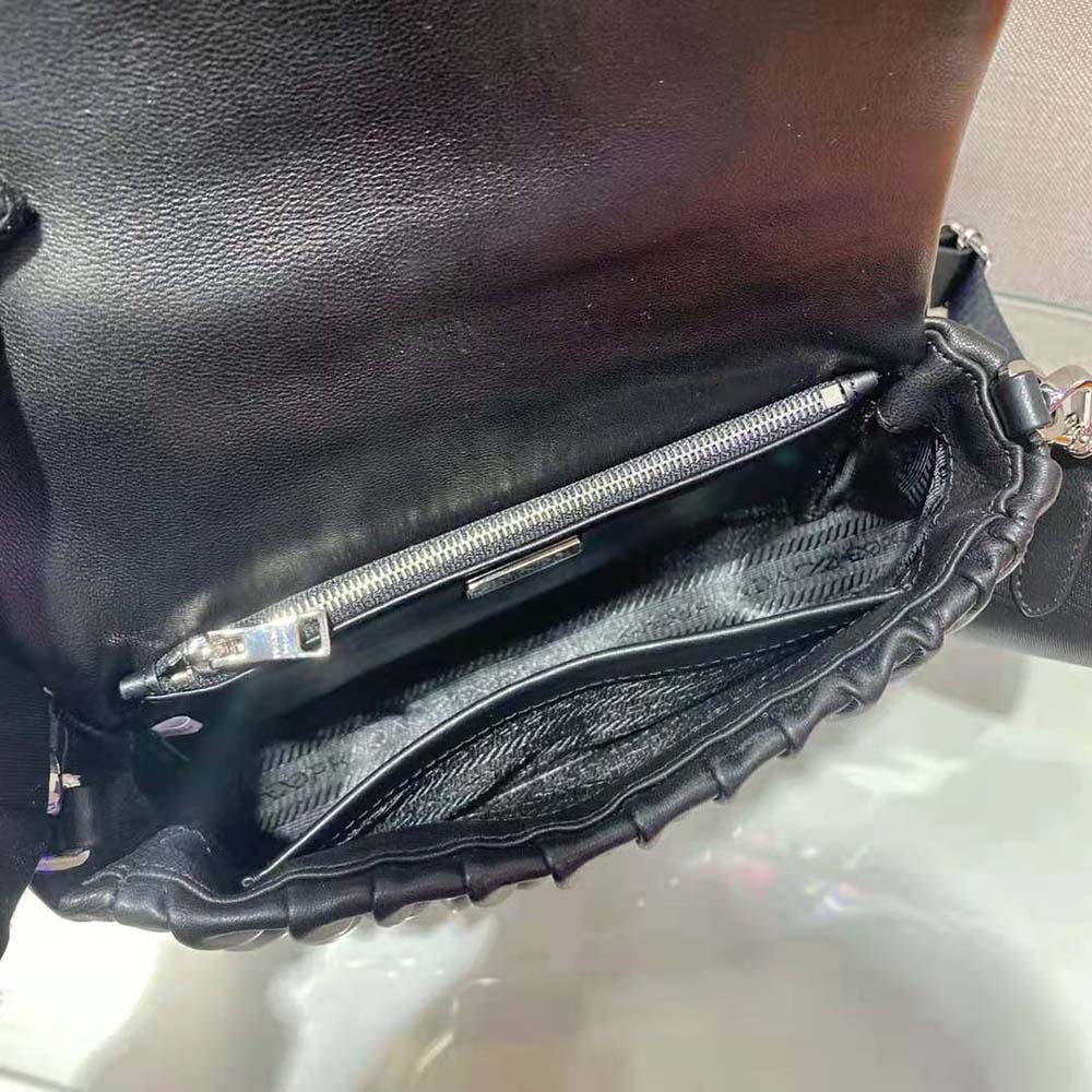 Prada Women Gaufre Nappa Leather Shoulder Bag-Black - image 8