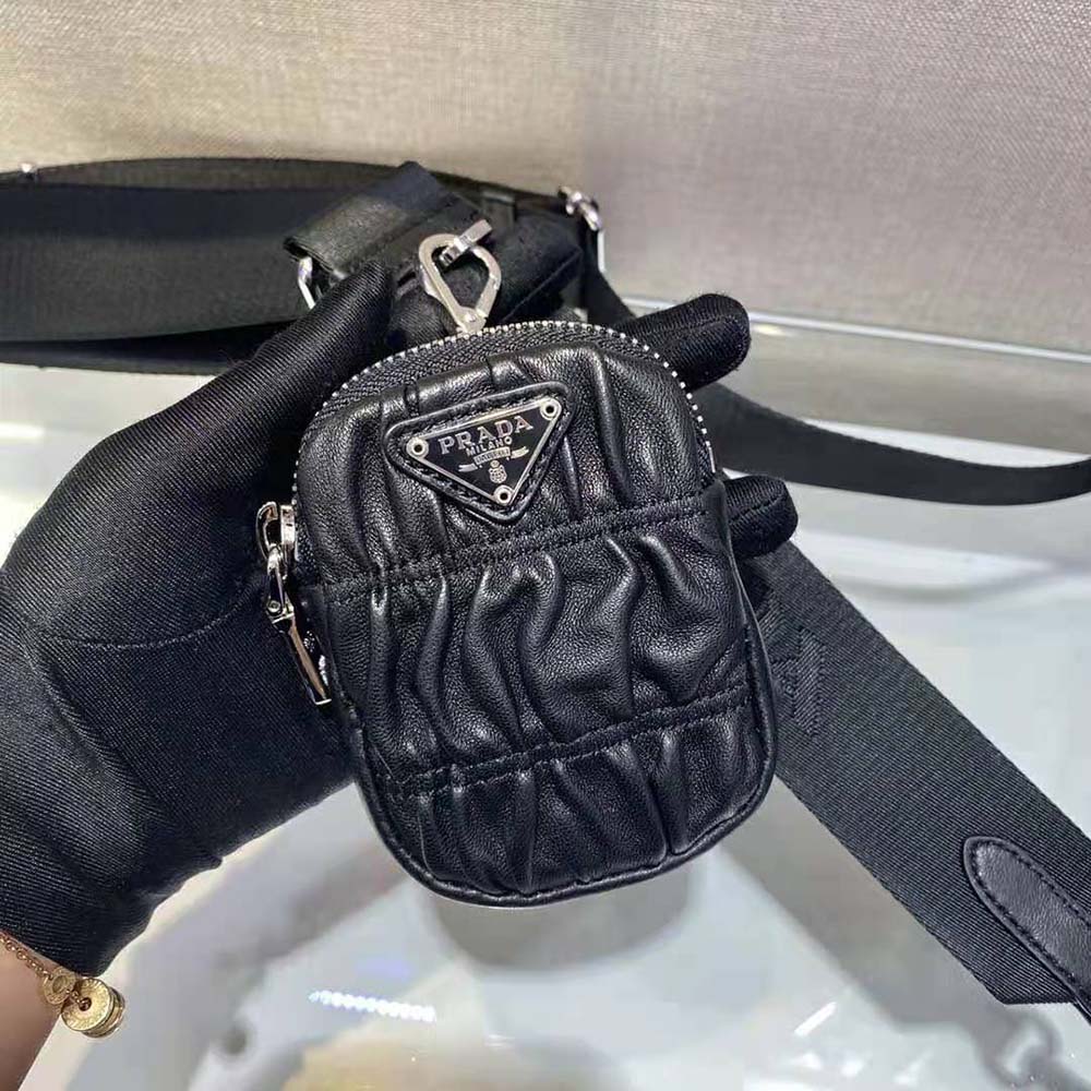 Prada Women Gaufre Nappa Leather Shoulder Bag-Black - image 9