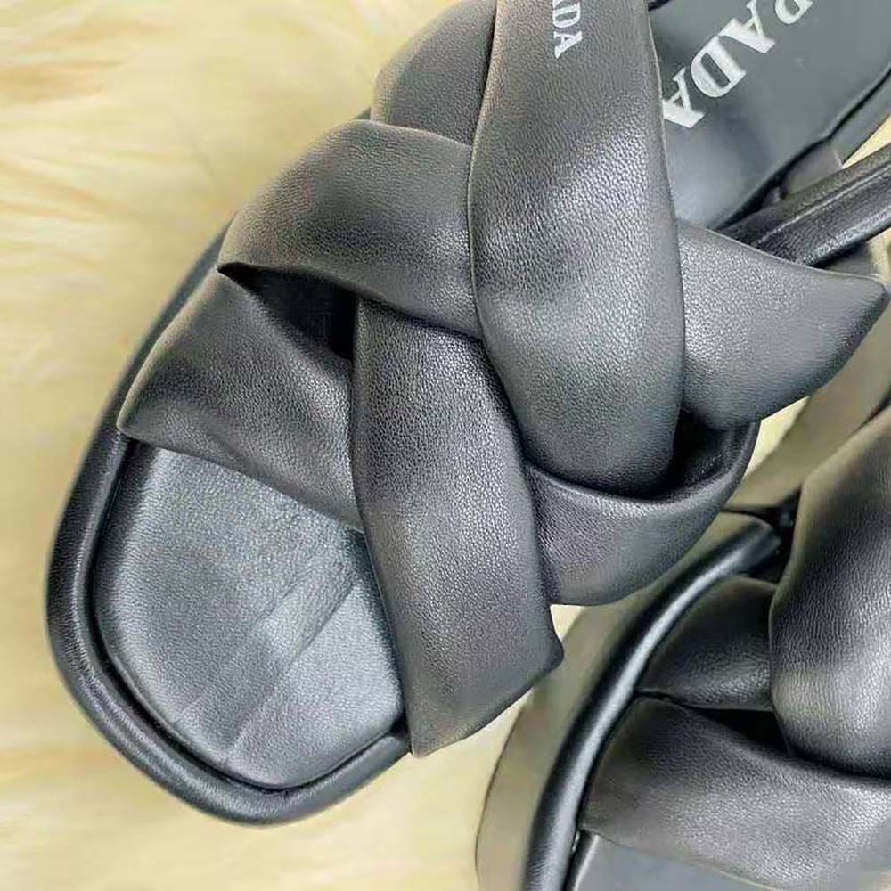 Prada Women Nappa Leather Flatform Sandals-Black - image 10