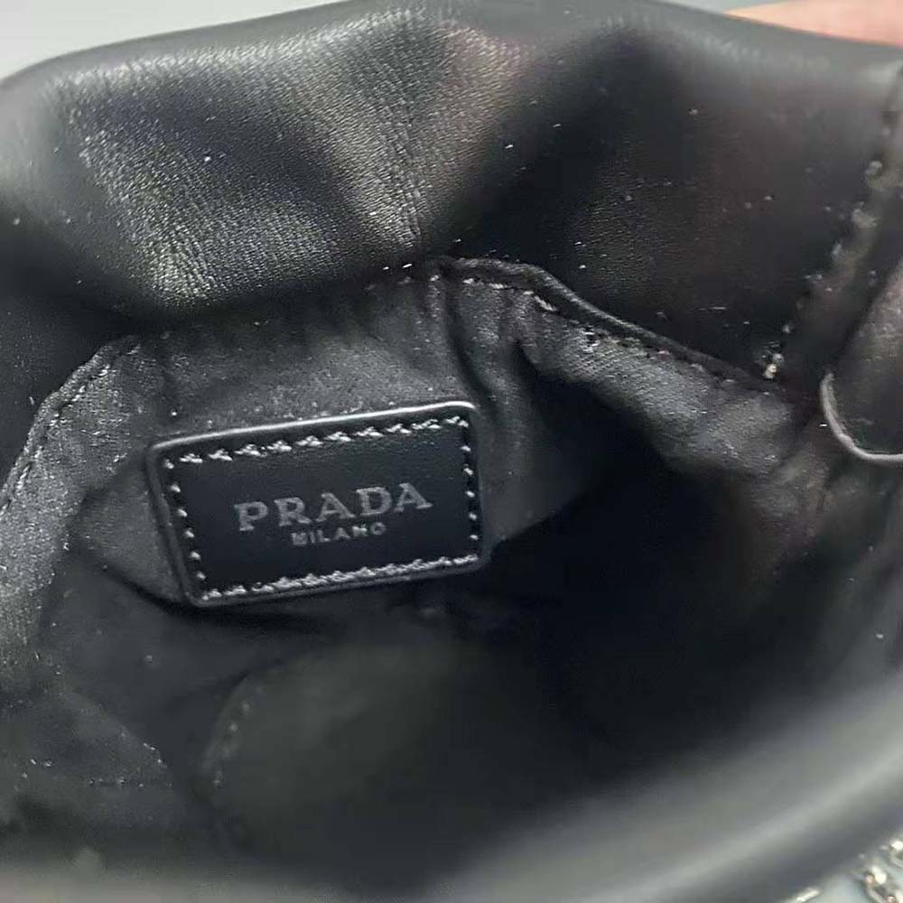 Prada Women Nappa Leather Mini-pouch with Necklace-Black - image 10
