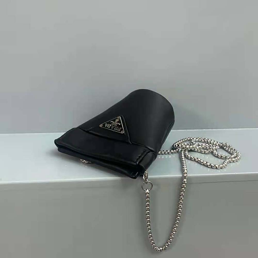 Prada Women Nappa Leather Mini-pouch with Necklace-Black - image 7