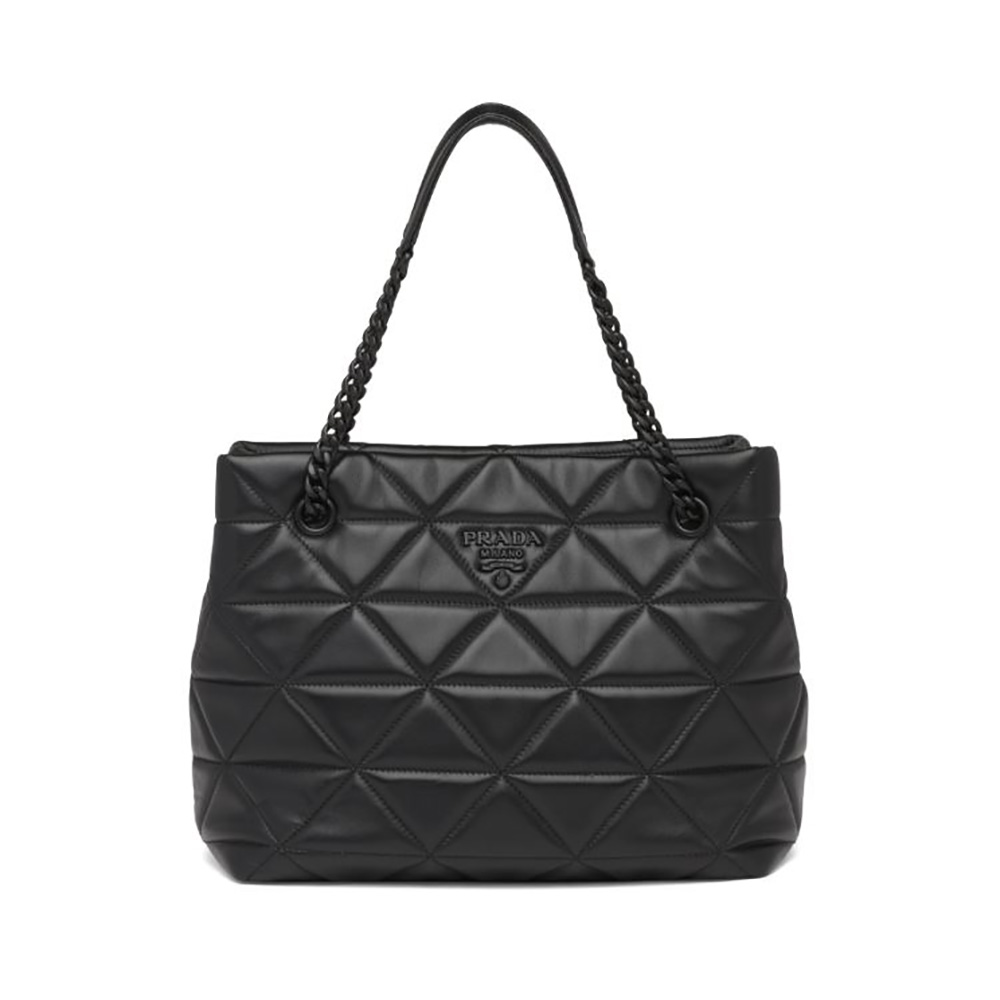 Front view of Prada Women Nappa Leather Prada Spectrum Tote-Black
