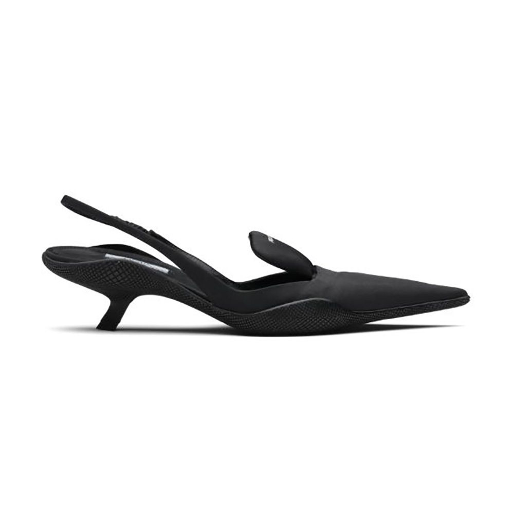 Side profile of Prada Women Nylon Gabardine Slingback Pumps-Black