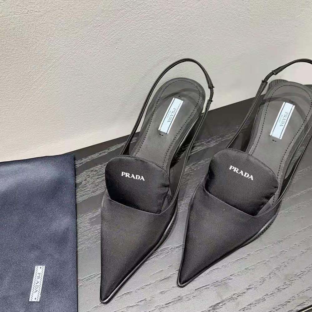 Prada Women Nylon Gabardine Slingback Pumps-Black - image 4