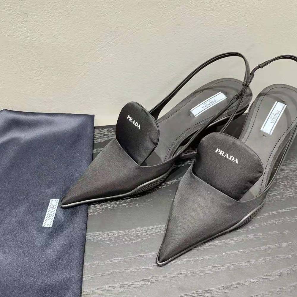 Prada Women Nylon Gabardine Slingback Pumps-Black - image 5