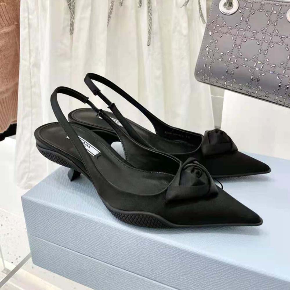 Prada Women Nylon Gabardine Slingback Pumps-Black - image 5