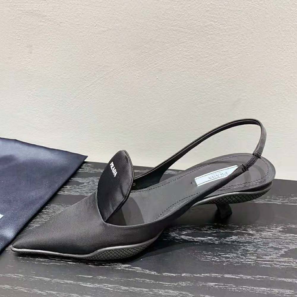 Prada Women Nylon Gabardine Slingback Pumps-Black - image 8