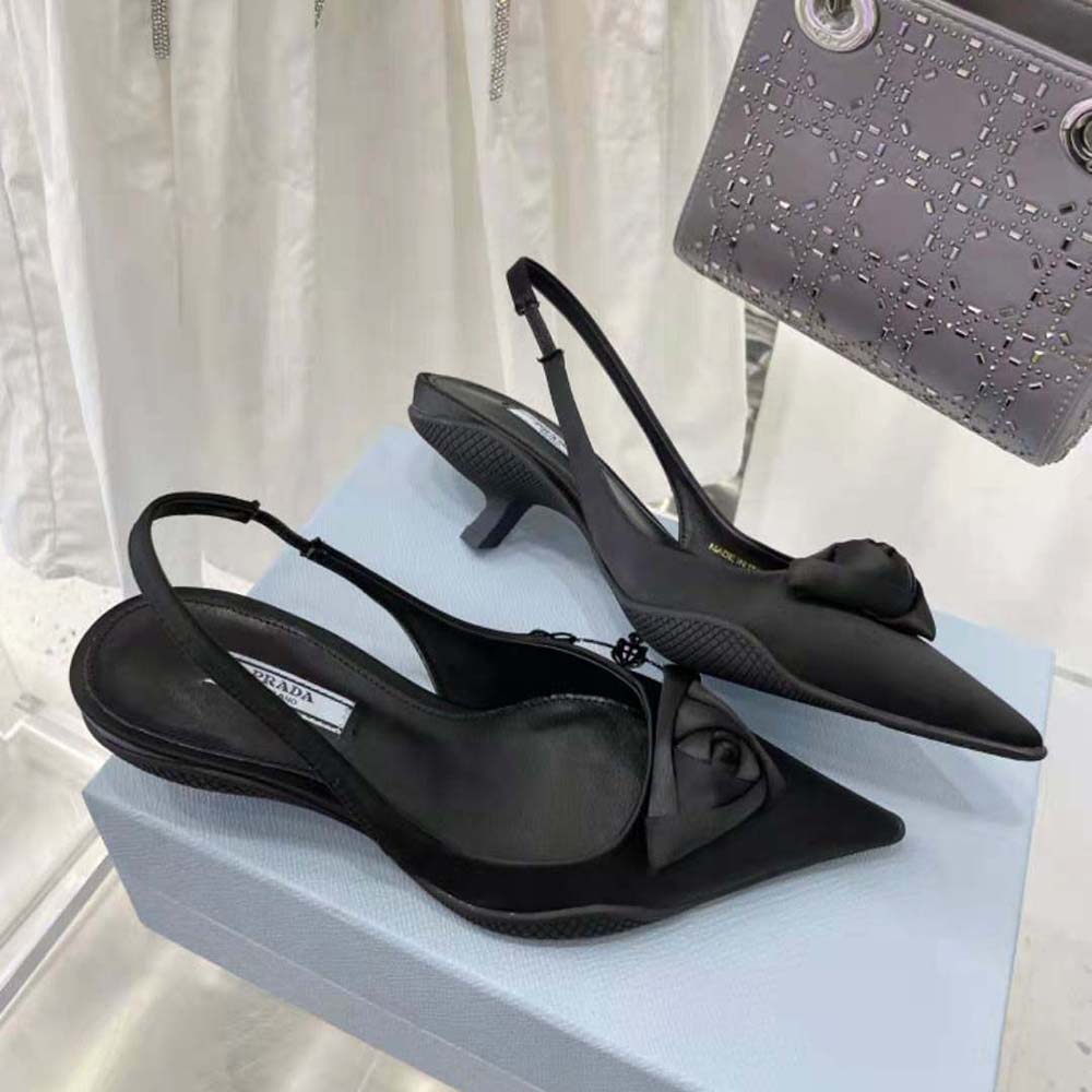 Prada Women Nylon Gabardine Slingback Pumps-Black - image 4