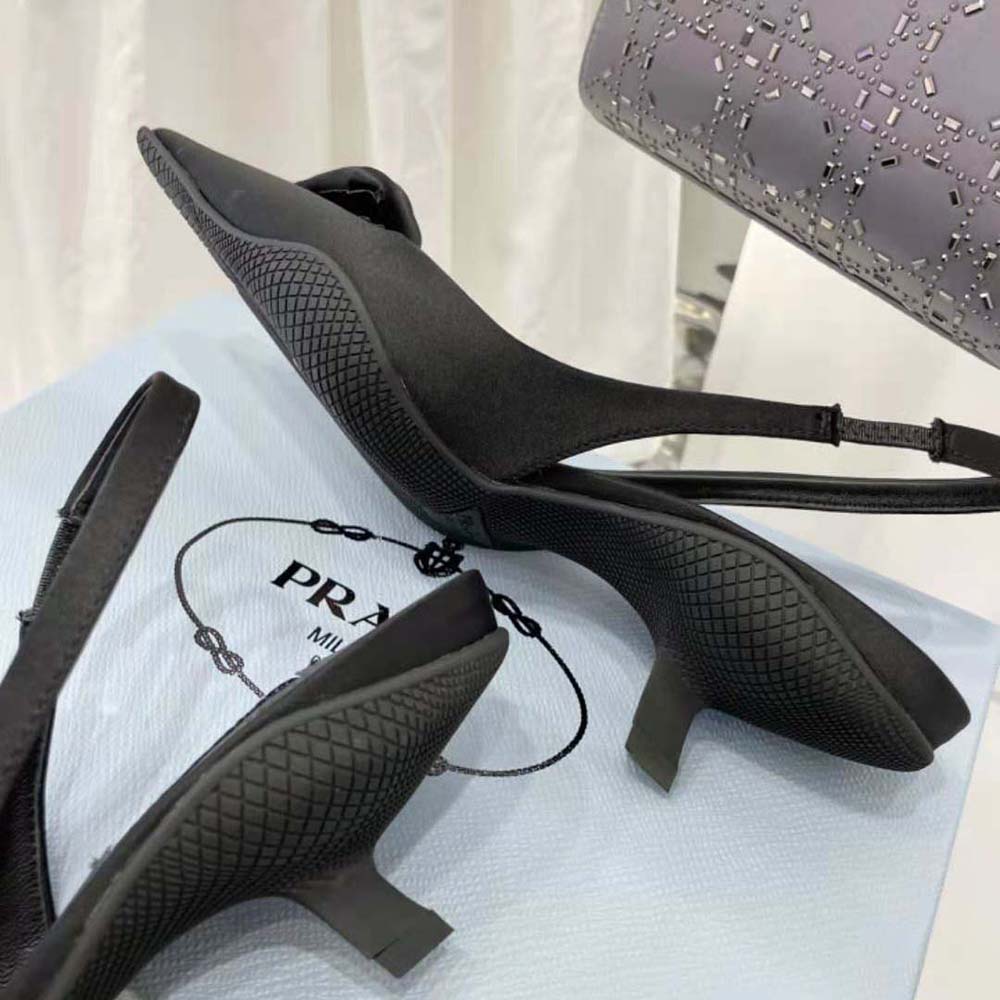 Prada Women Nylon Gabardine Slingback Pumps-Black - image 7