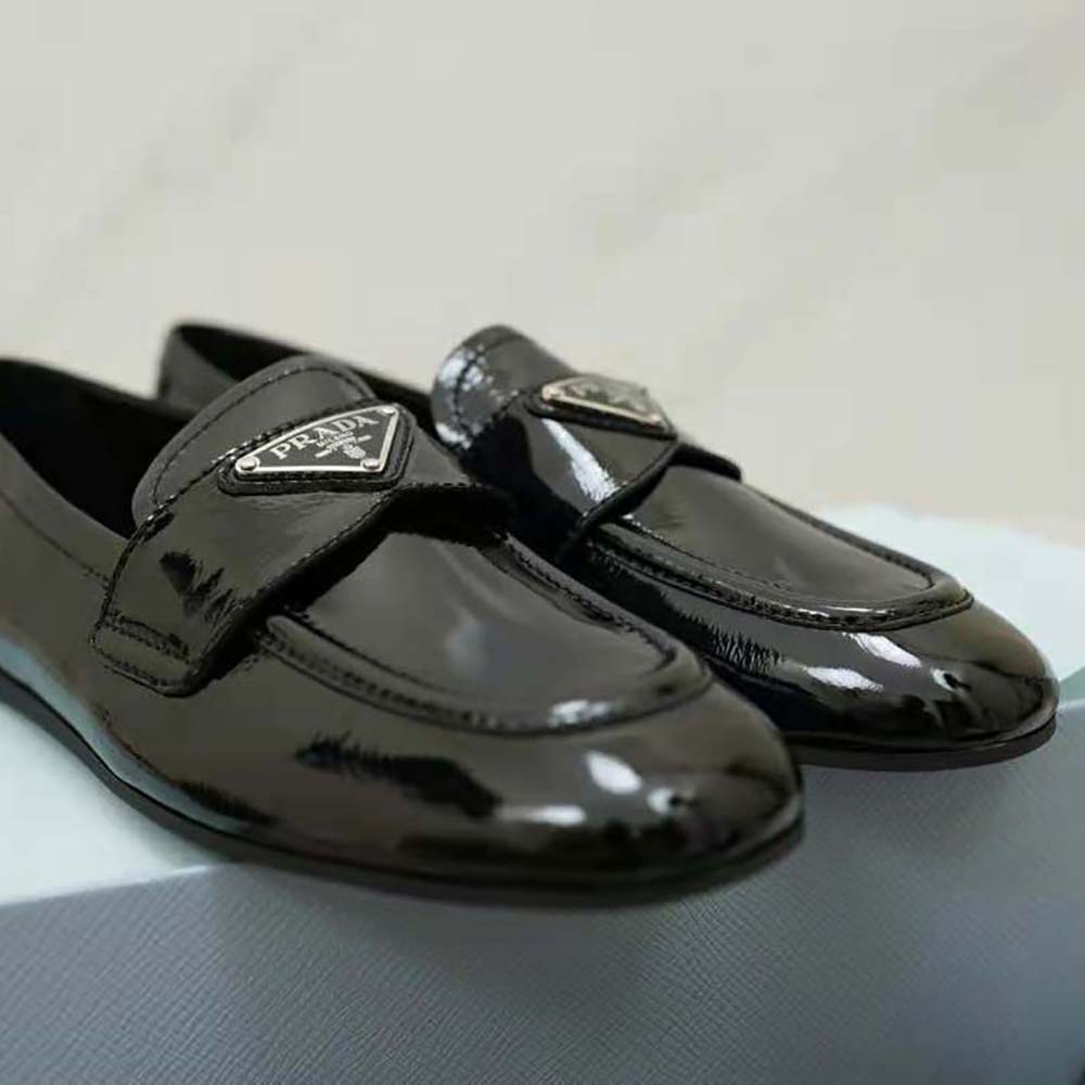 Prada Women Patent Leather Loafers in 5mm Heel-Black - image 8