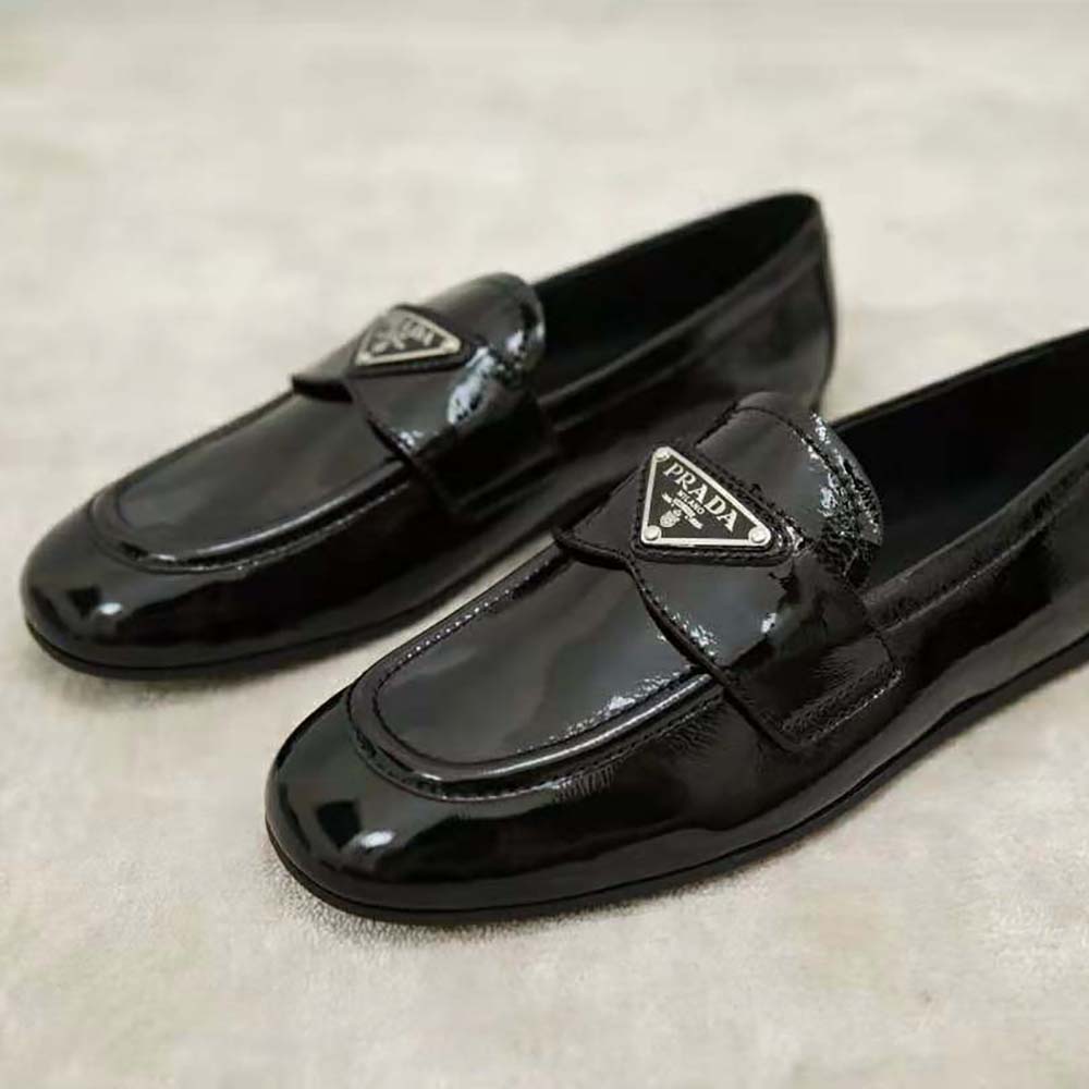 Prada Women Patent Leather Loafers in 5mm Heel-Black - image 5
