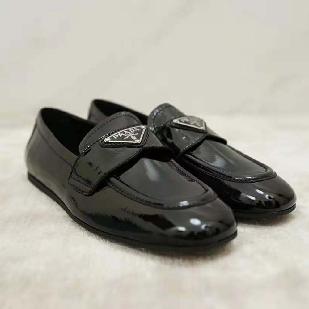 Prada Women Patent Leather Loafers in 5mm Heel-Black - image 4