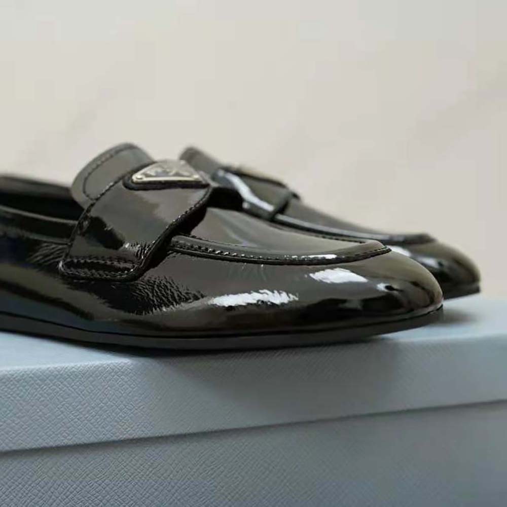Prada Women Patent Leather Loafers in 5mm Heel-Black - image 9