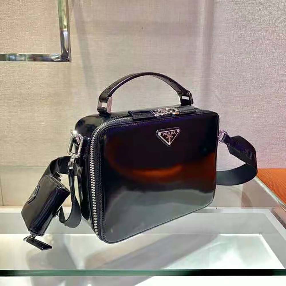 Prada Women Prada Brique Brushed Leather Bag-Black - image 4