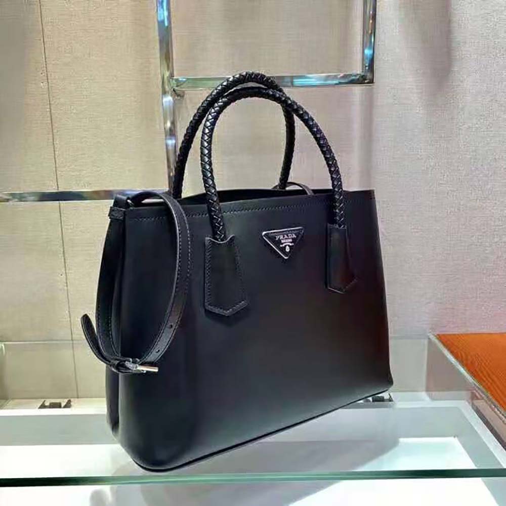 Prada Women Prada Double Medium Leather Handbag-Black - image 5