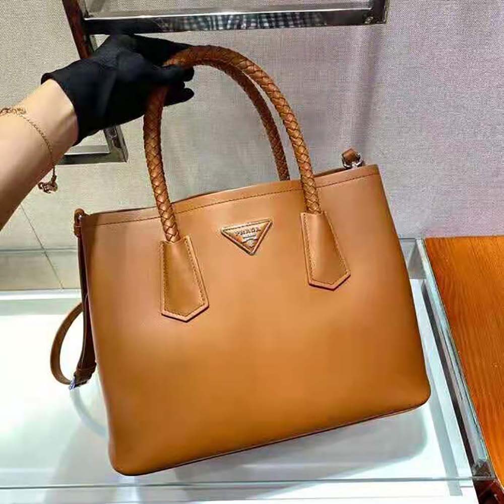 Prada Women Prada Double Medium Leather Handbag-Brown - image 4