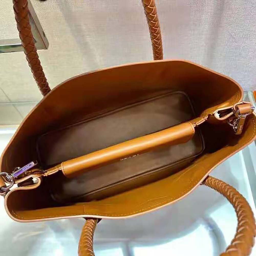 Prada Women Prada Double Medium Leather Handbag-Brown - image 8