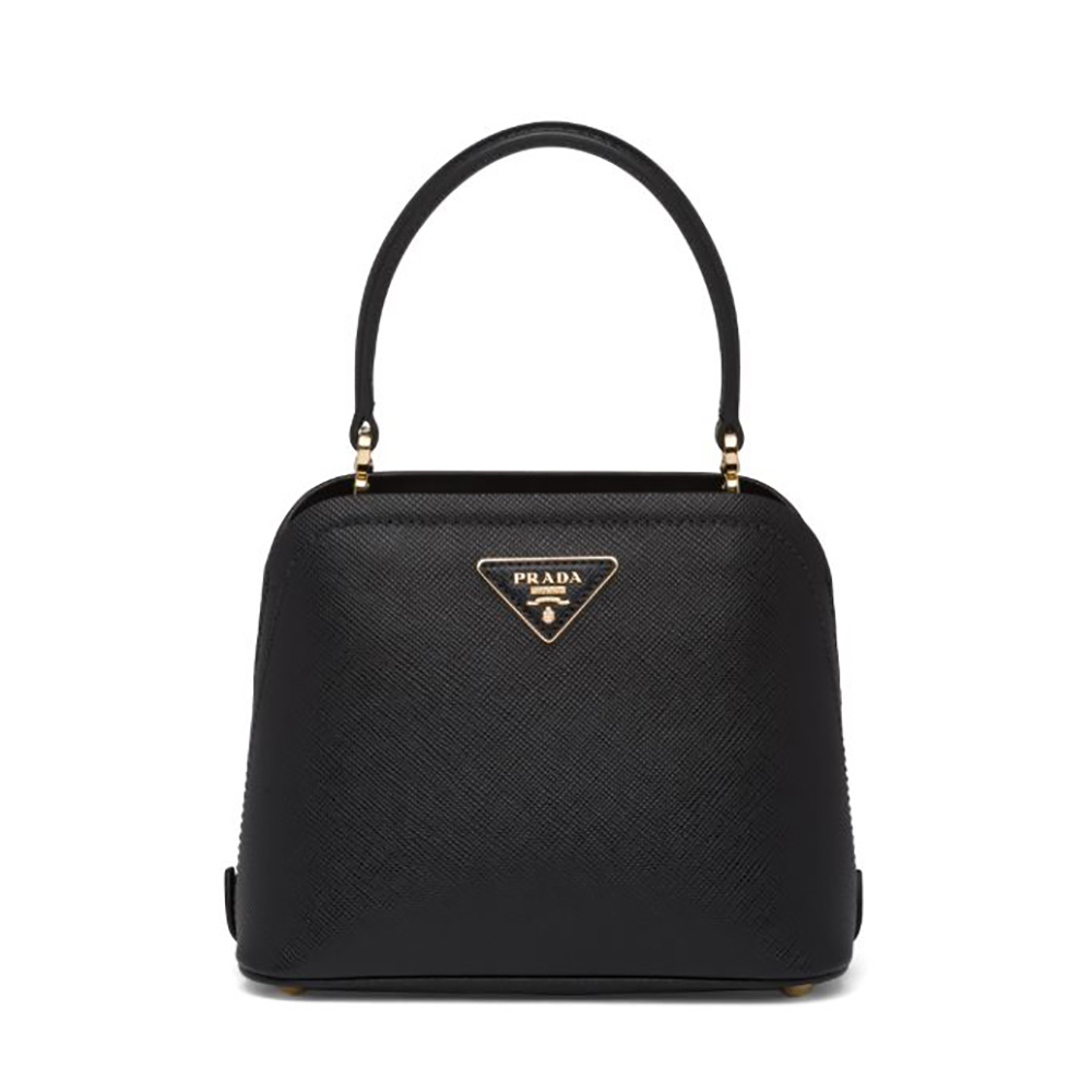Front view of Prada Women Prada Matinee Micro Saffiano Leather Bag-Black