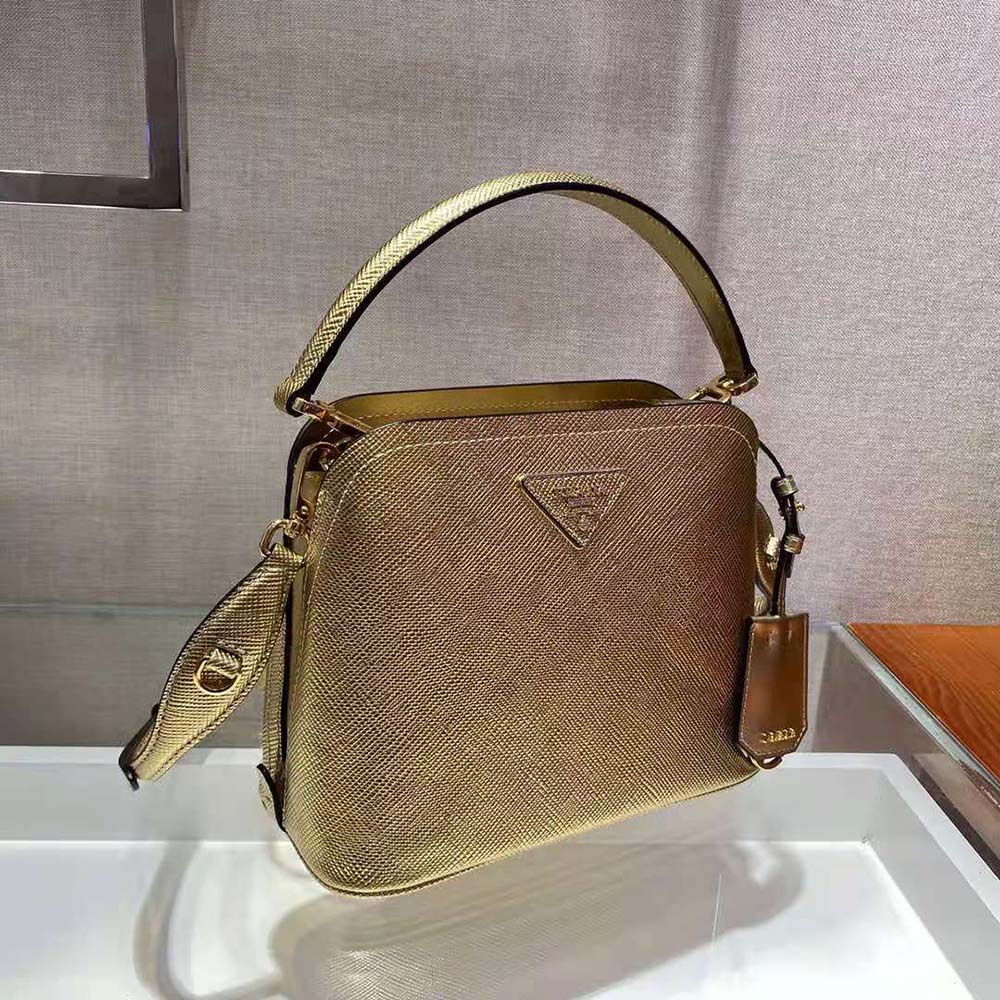 Prada Women Prada Matinee Micro Saffiano Leather Bag-Gold - image 5