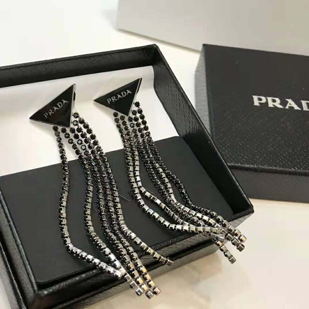 Prada Women Prada Symbole Drop Earrings-Black - image 4