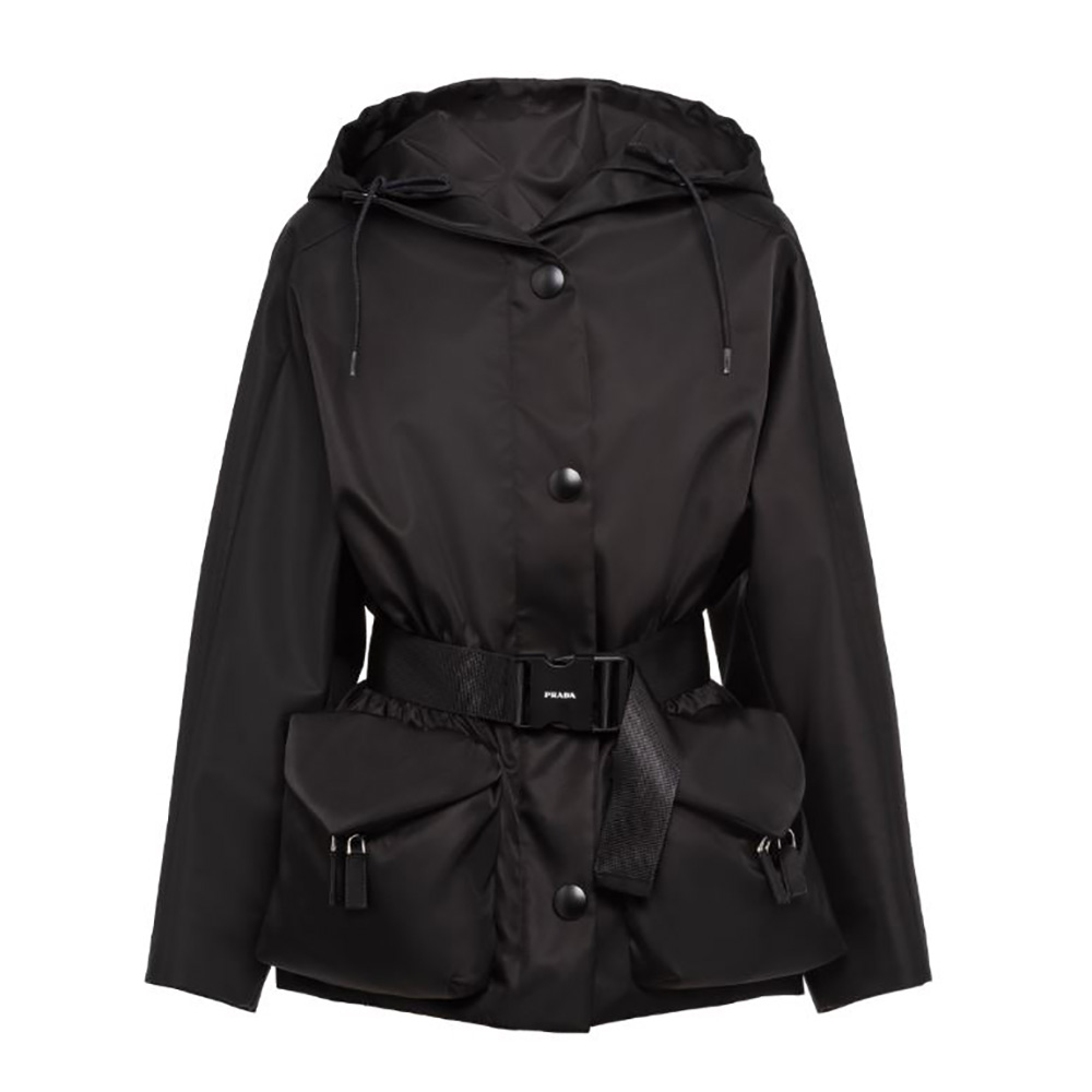 Front view of Prada Women Re-Nylon Gabardine Blouson Jacket-Black