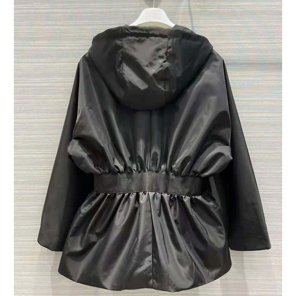 Back view showing silhouette of Prada Women Re-Nylon Gabardine Blouson Jacket-Black