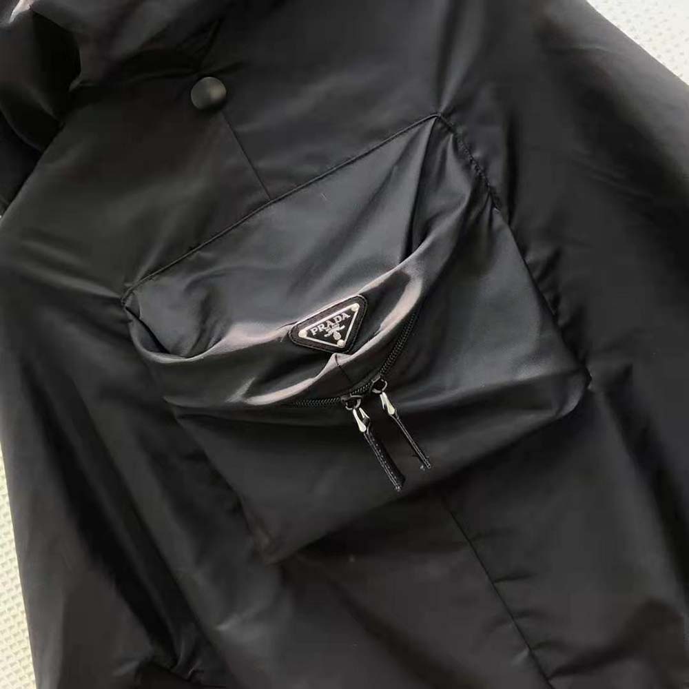 Prada Women Re-Nylon Gabardine Hooded Blouson Jacket-Black - image 6
