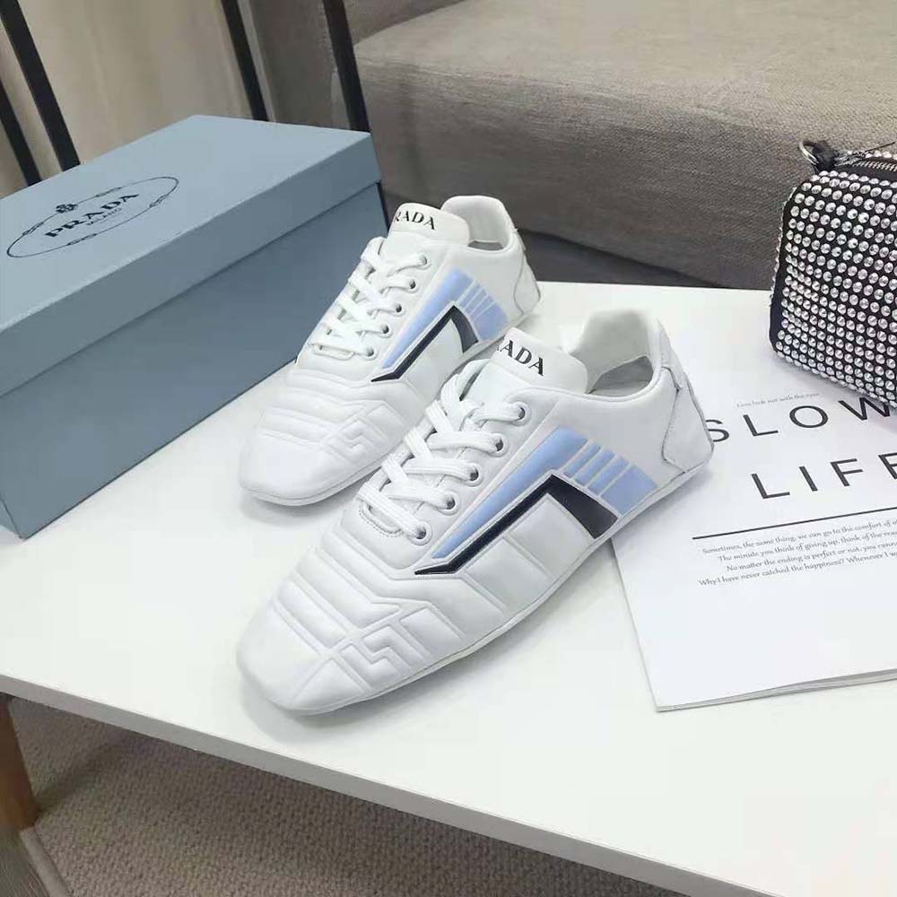 Prada Women Rev Leather Sneakers-White - image 8