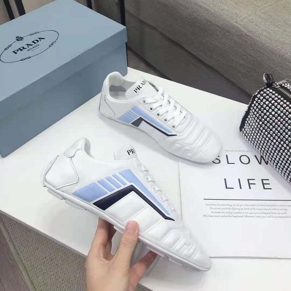 Prada Women Rev Leather Sneakers-White - image 7