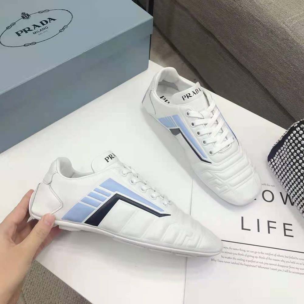 Prada Women Rev Leather Sneakers-White - image 5