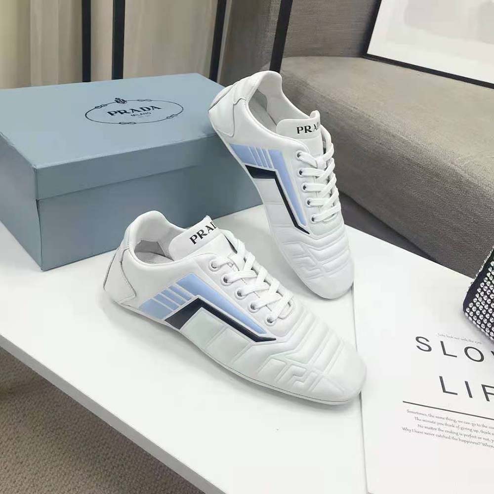 Prada Women Rev Leather Sneakers-White - image 4