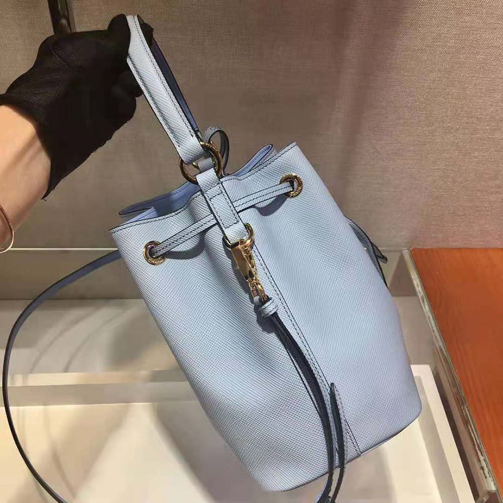 Prada Women Saffiano Leather Bucket Bag-Blue - image 5