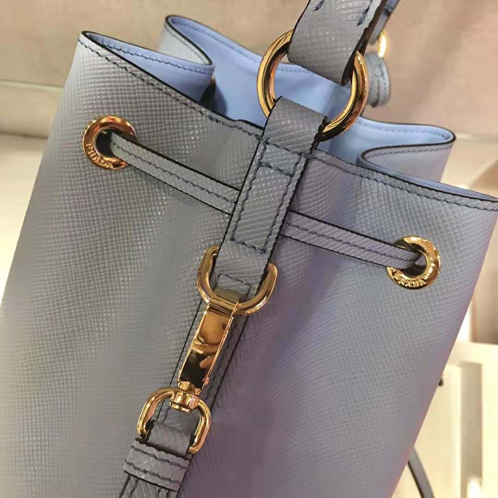 Prada Women Saffiano Leather Bucket Bag-Blue - image 7