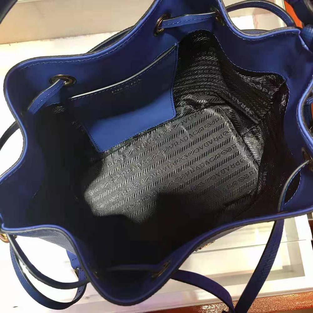 Prada Women Saffiano Leather Bucket Bag-Navy - image 7
