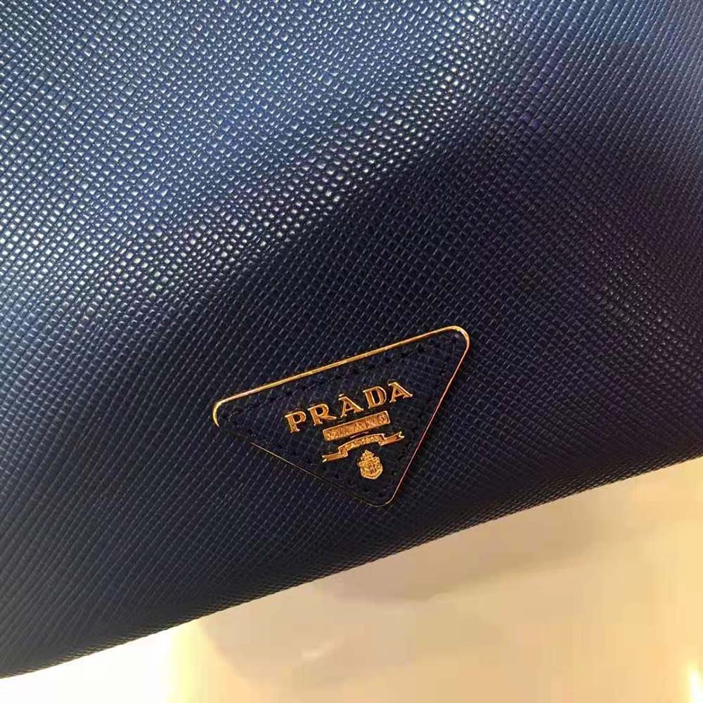 Prada Women Saffiano Leather Bucket Bag-Navy - image 10