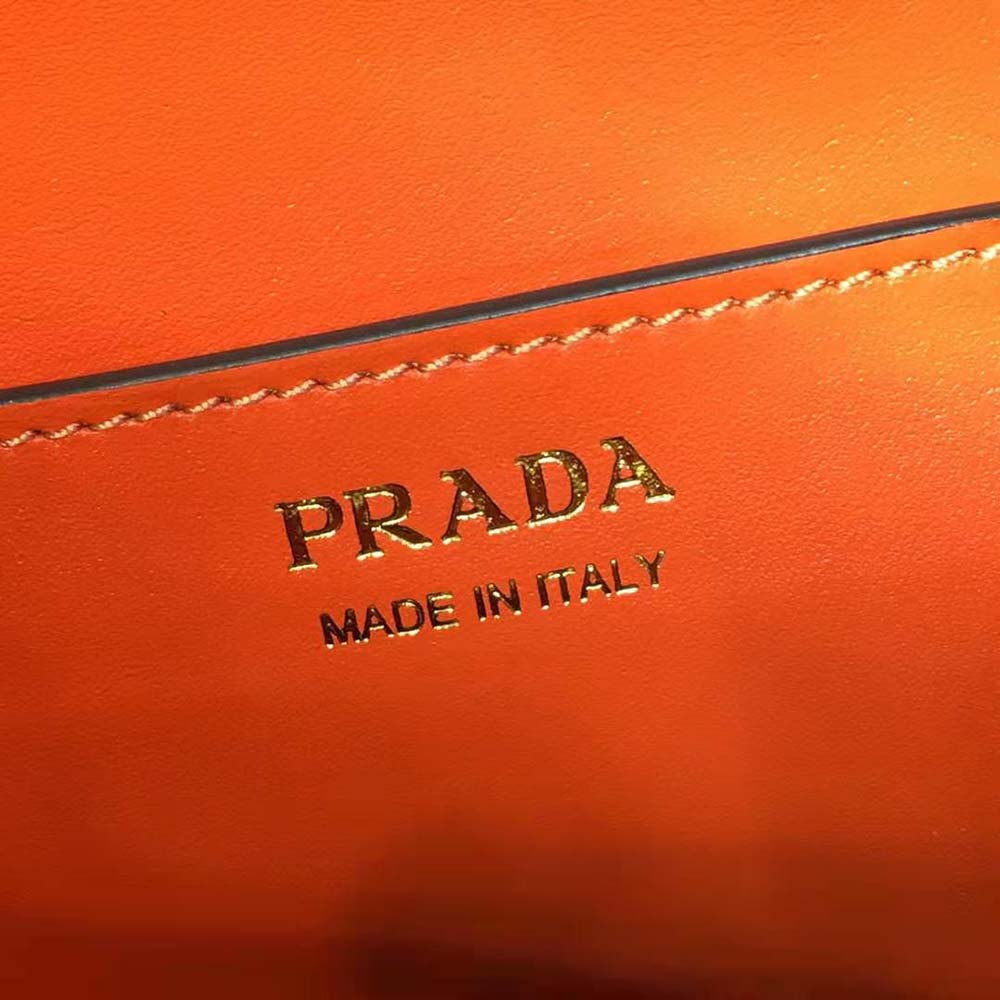 Prada Women Saffiano Leather Bucket Bag-Orange - image 8