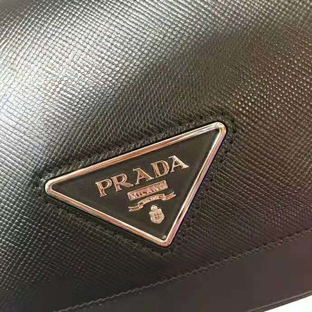 Prada Women Saffiano Leather Prada Ldentity Shoulder Bag-Black - image 8