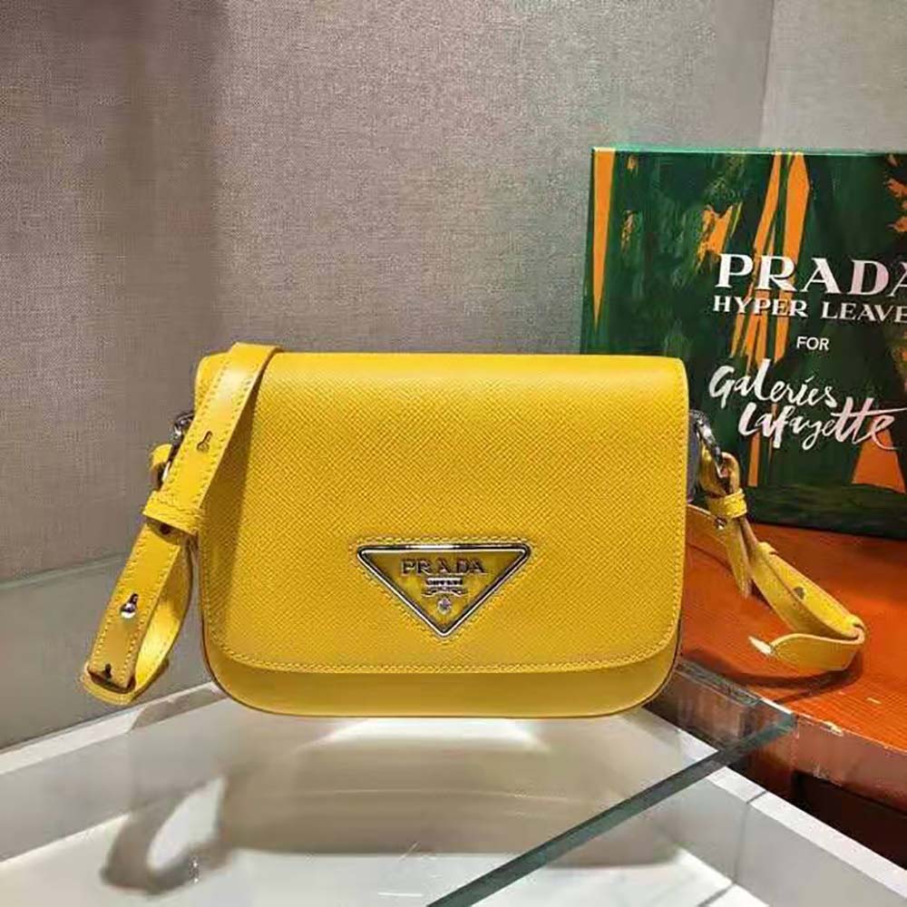 Prada Women Saffiano Leather Prada Ldentity Shoulder Bag-Yellow - image 4