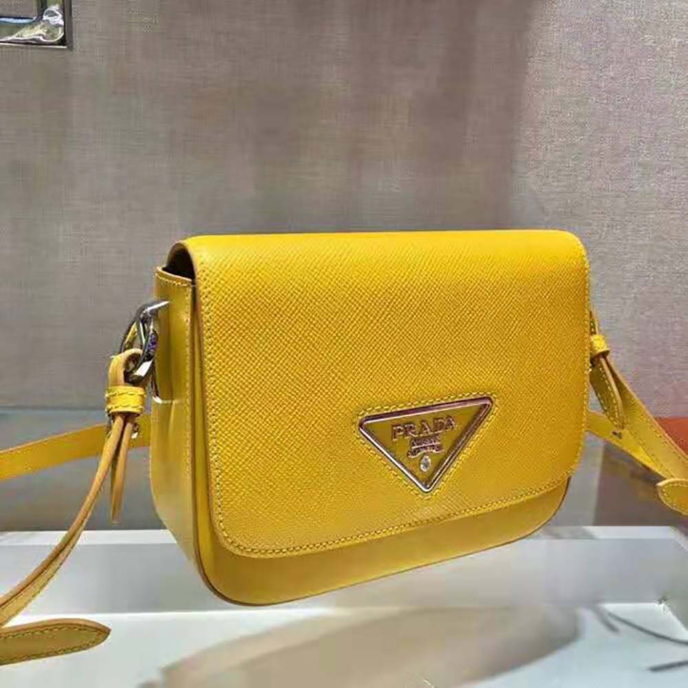 Prada Women Saffiano Leather Prada Ldentity Shoulder Bag-Yellow - image 5