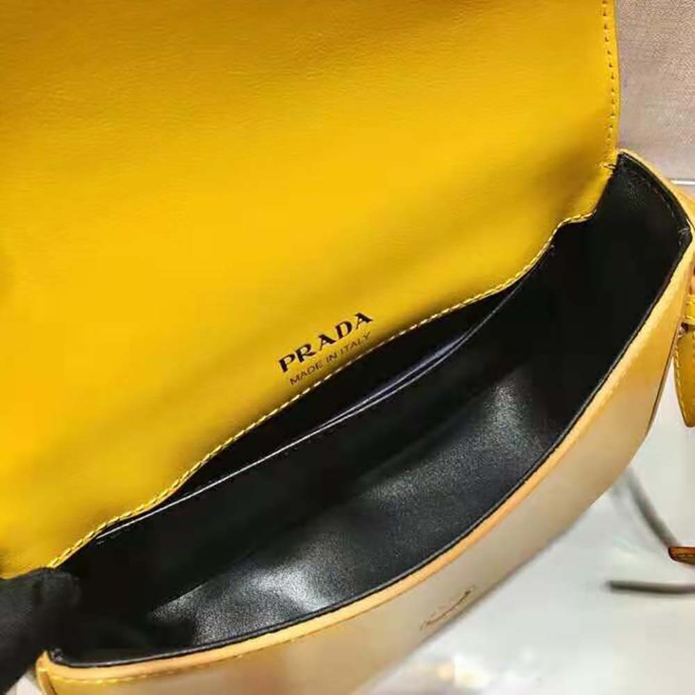 Prada Women Saffiano Leather Prada Ldentity Shoulder Bag-Yellow - image 9