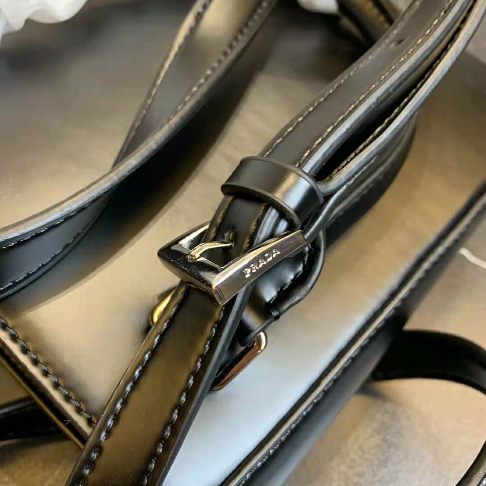Prada Women Small Brushed Leather Tote-Black - image 10
