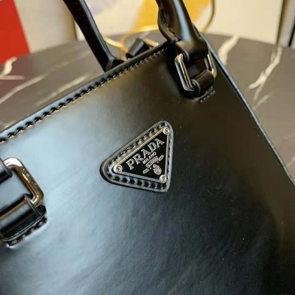 Prada Women Small Brushed Leather Tote-Black - image 8