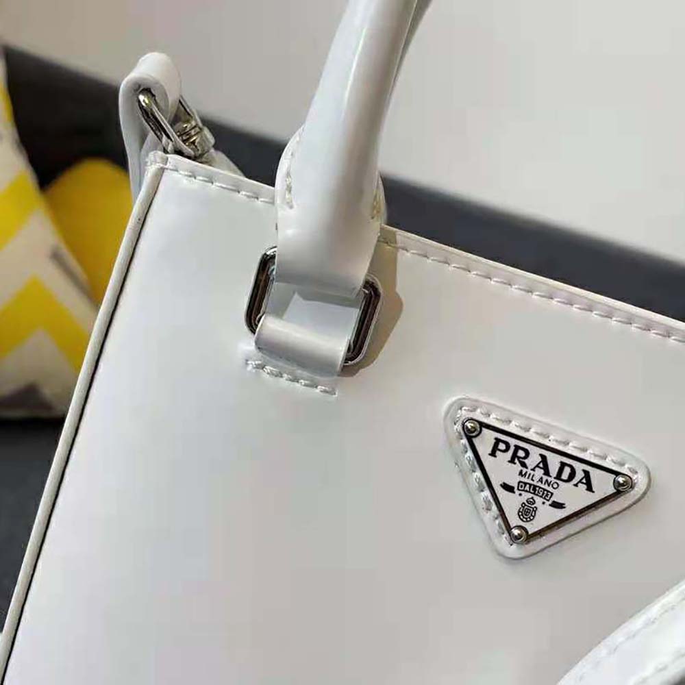 Prada Women Small Brushed Leather Tote-White - image 6