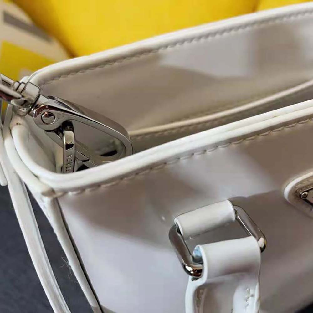 Prada Women Small Brushed Leather Tote-White - image 8