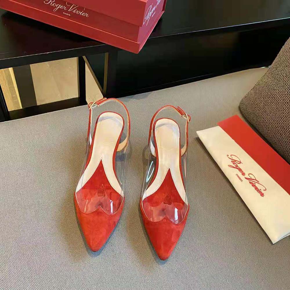 Close-up of iconic buckle detail on Roger Vivier Women I Love Vivier Slingback Pumps
